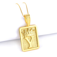 Pingente Plaquinha De Letra Cravejado 4x3cm Banhado A Ouro 18k