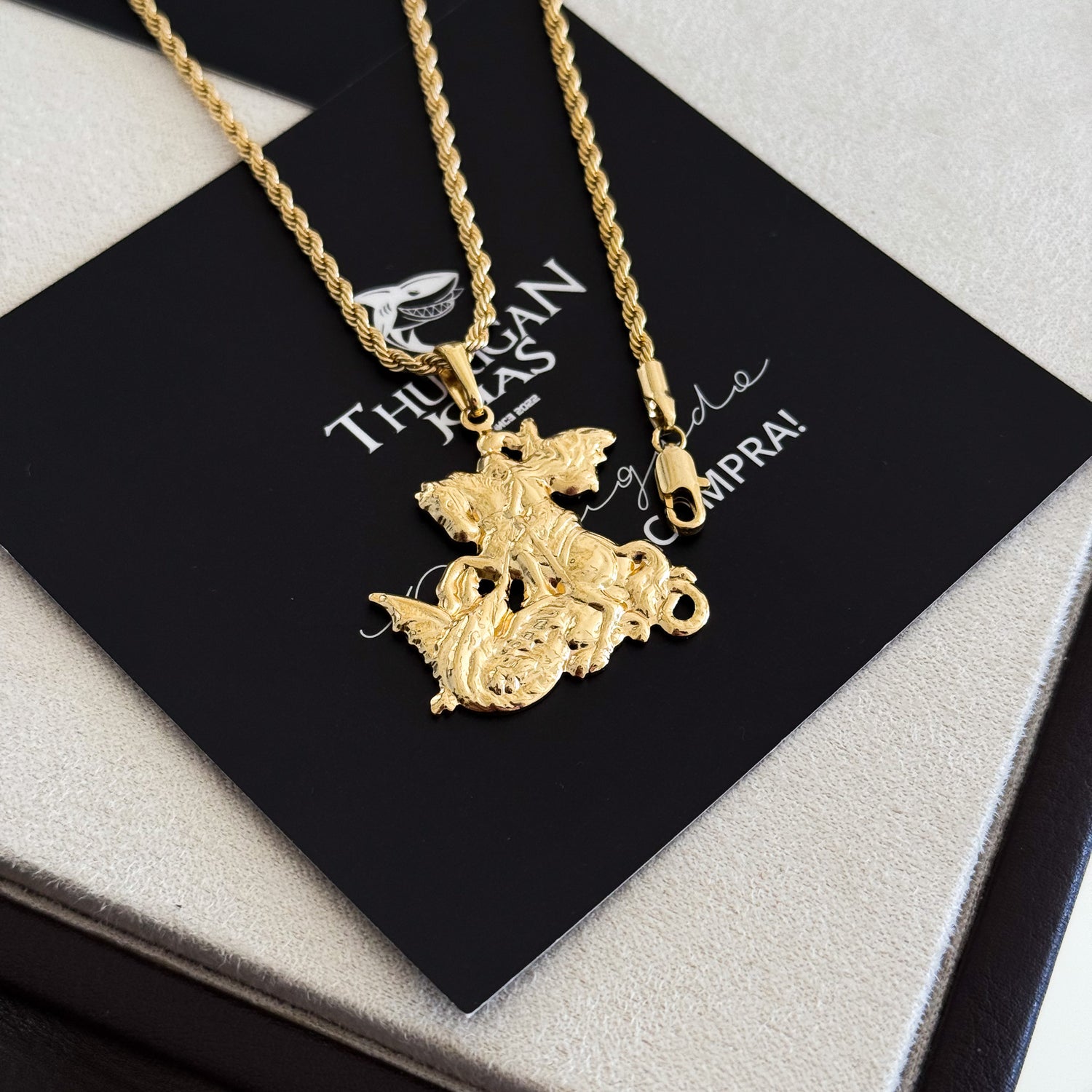 Colar São Jorge - Corrente e Pulseira Baiana Banhado A Ouro 18k