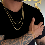 Kit Corrente e Pulseira Cadeado 3,5mm Fecho Duplo Banhado A Ouro 18k