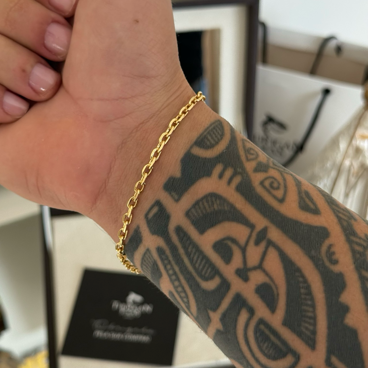 Pulseira Cadeado 3,5mm 7gr Fecho Bomba Banhado A Ouro 18k