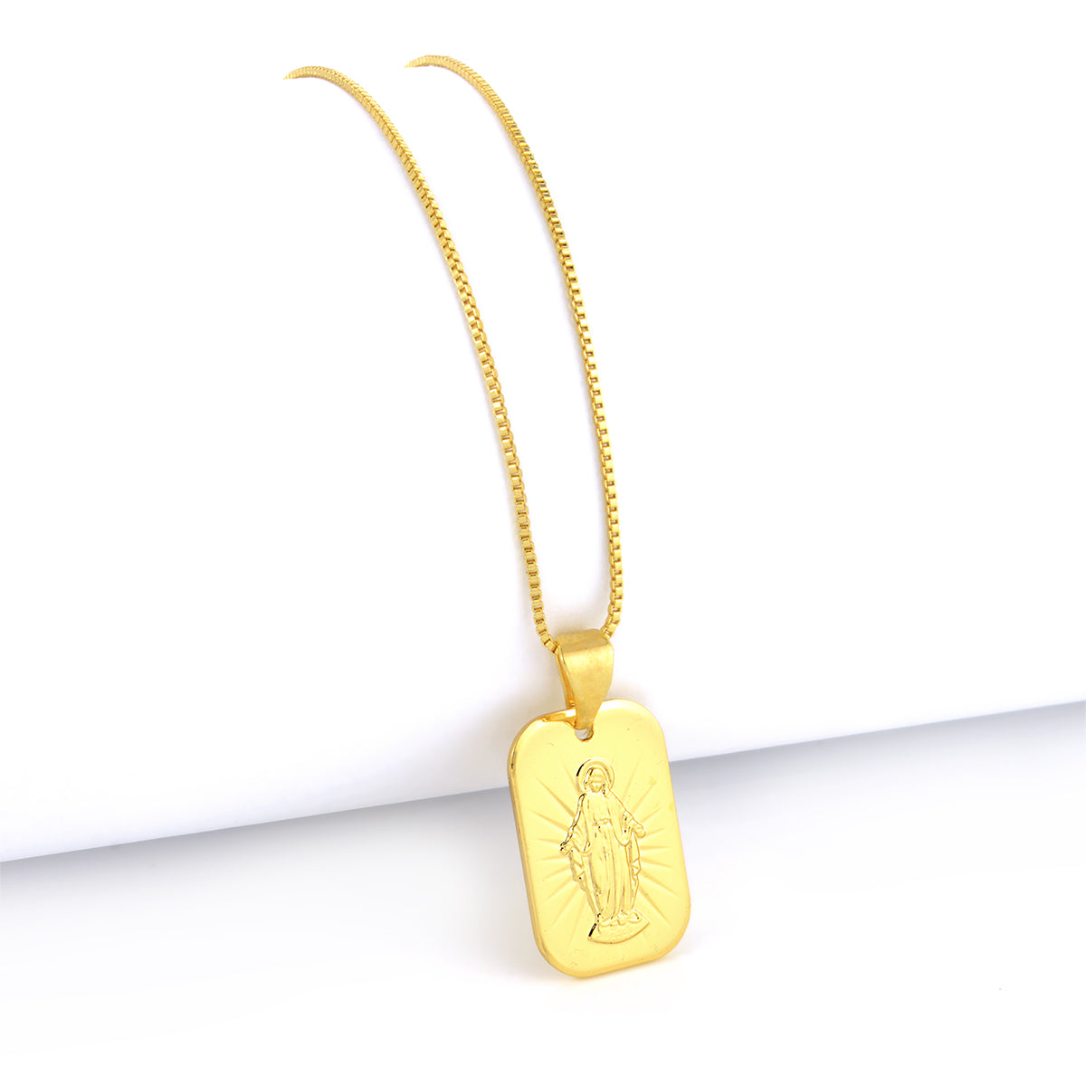 Pingente Plaquinha N. Sra. Das Graças 2x1,5cm Banhado A Ouro 18k