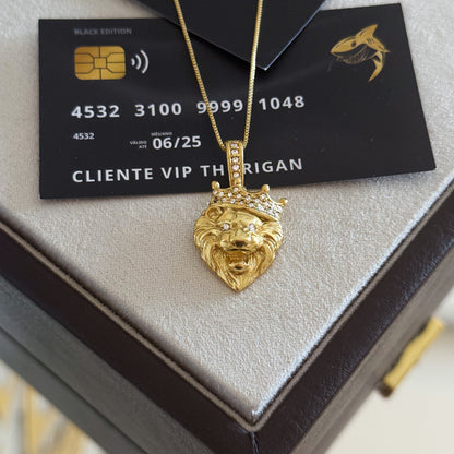 Pingente Leão Cravejado P 2,5x2cm Banhado A Ouro 18k