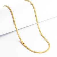 Corrente Grumet Flat 3mm 14gr Fecho Lagosta Banhado A Ouro 18k