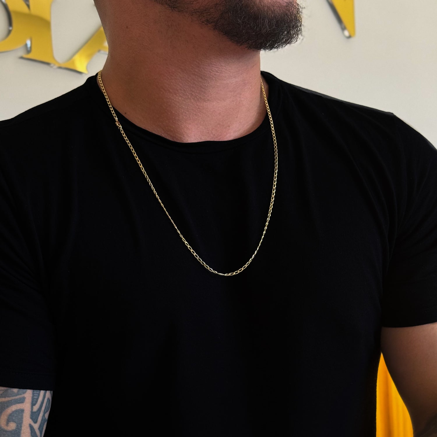 Corrente Grumet Alongada 2mm 5gr Fecho Lagosta Banhado A Ouro 18k