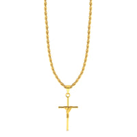 Colar Crucifixo Palito M - Corrente Baiana Banhado A Ouro 18k