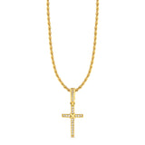 Colar Crucifixo Amarrado Cravejado - Corrente Baiana Banhado A Ouro 18k