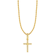 Colar Crucifixo Amarrado Cravejado - Corrente Baiana Banhado A Ouro 18k