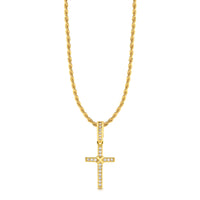 Colar Crucifixo Amarrado Cravejado - Corrente Baiana Banhado A Ouro 18k