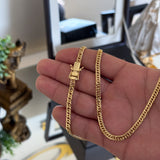 Corrente Lacraia 4mm 23gr Fecho Duplo Banhado A Ouro 18k