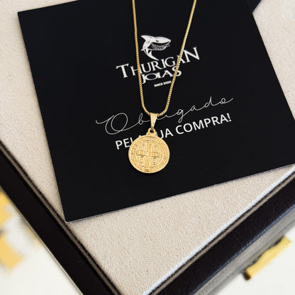Pingente Medalha De São Bento 1,5x1,5cm Banhado A Ouro 18k