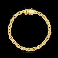 Kit Corrente e Pulseira Cadeado 8mm Fecho Duplo Banhado A Ouro 18k