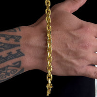 Pulseira Cadeado 8mm 30gr Fecho Duplo Banhado A Ouro 18k