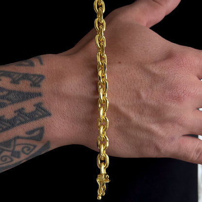 Pulseira Cadeado 8mm 30gr Fecho Duplo Banhado A Ouro 18k