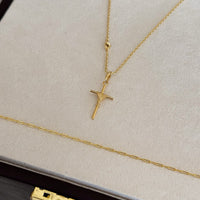 Colar Crucifixo Palito P - Corrente Cadeado e Pulseira Cadeado Alongado Banhado A Ouro 18k