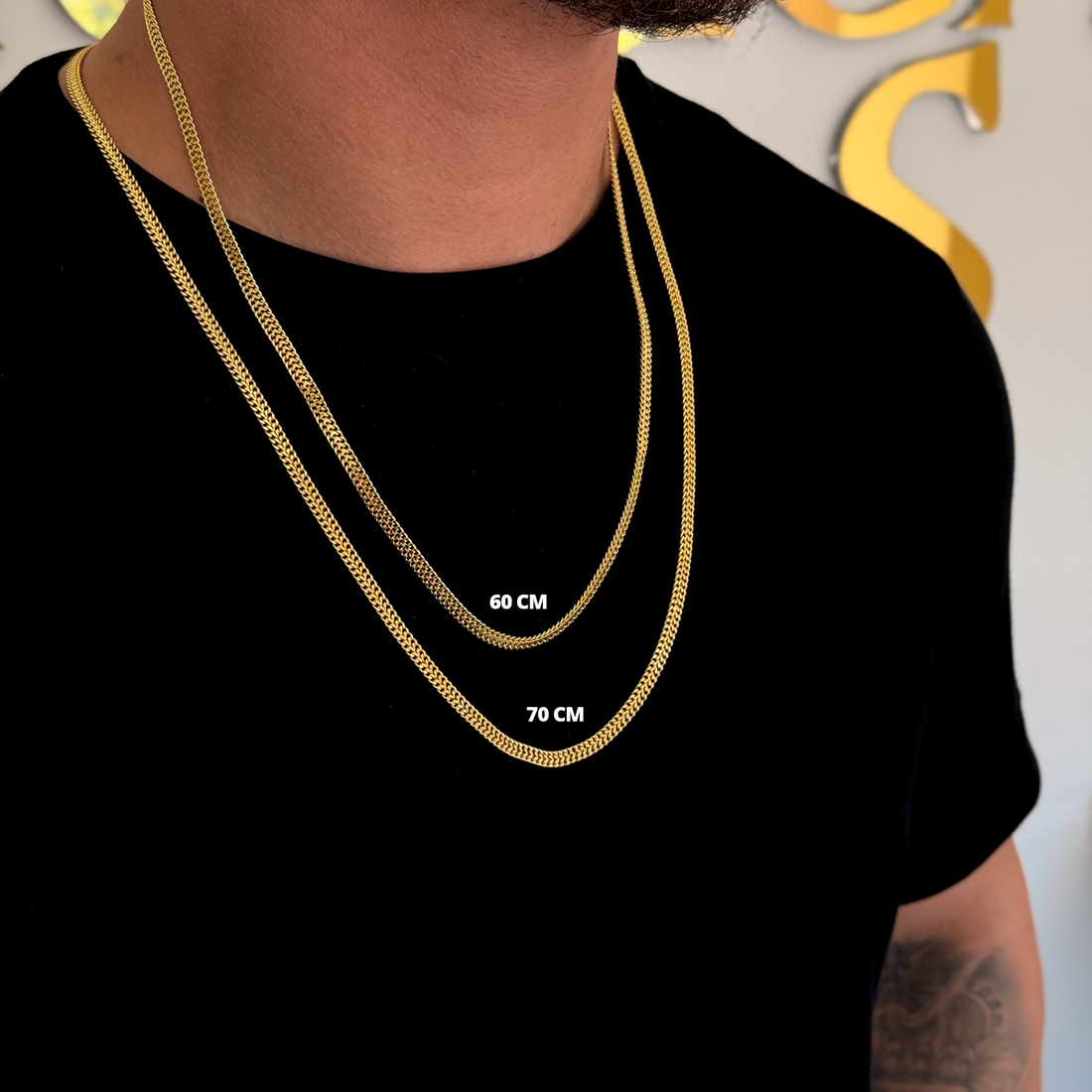 Corrente Grumet Dupla 5mm 15gr Fecho Duplo Banhado A Ouro 18k