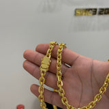 Corrente Cadeado 8mm 94gr Fecho Duplo Banhado A Ouro 18k