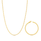 Kit Corrente 3 Por 1 Fígaro e Pulseira Grumet Banhado A Ouro 18k