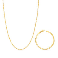 Kit Corrente 3 Por 1 Fígaro e Pulseira Grumet Banhado A Ouro 18k