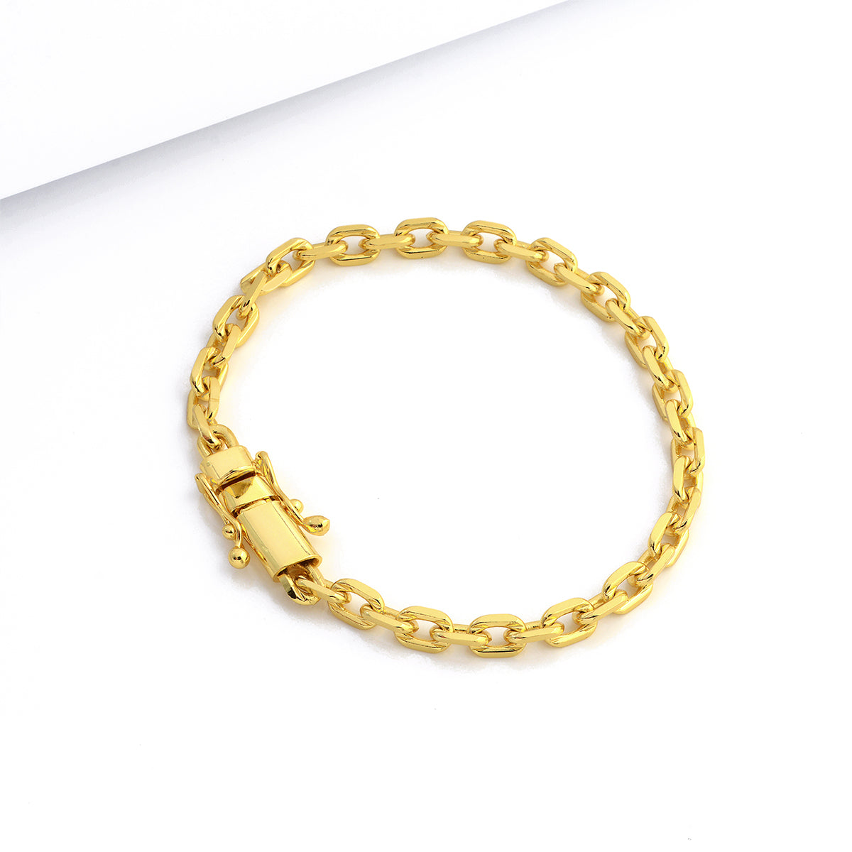 Pulseira Cadeado 5mm 14gr Fecho Duplo Banhado A Ouro 18k
