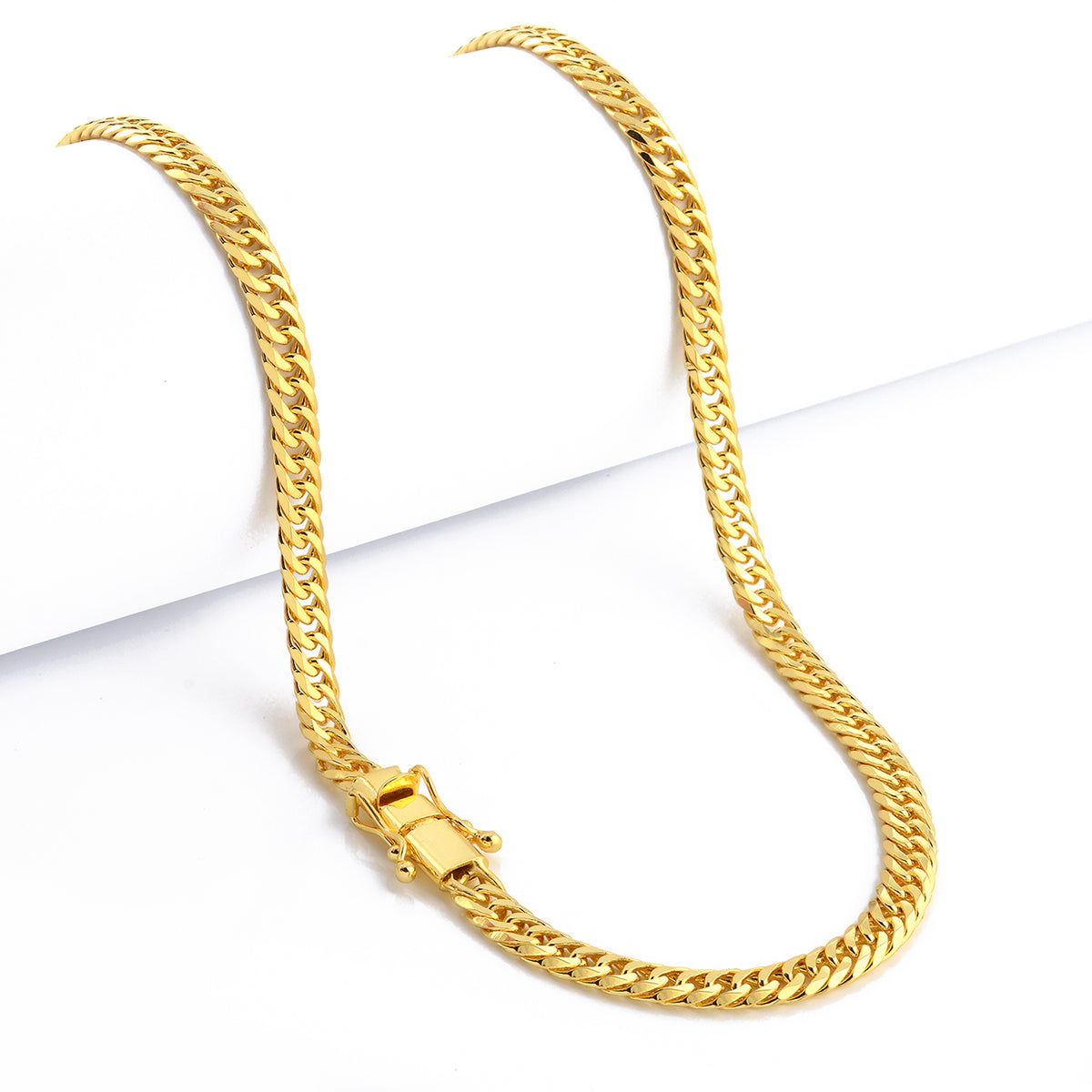 Corrente Lacraia 6mm 46gr Fecho Duplo Banhado A Ouro 18k