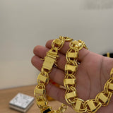 Kit Corrente e Pulseira Dubai 16mm Fecho Duplo Banhado A Ouro 18k