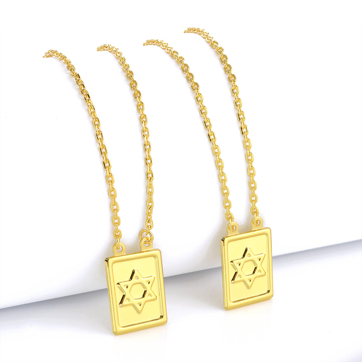 Escapulário Cadeado 1,5mm Estrela de Davi 6gr 70cm Banhado A Ouro 18k