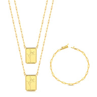 Kit Escapulário Grumet Sagrado Coração De Jesus e Pulseira Grumet Cuban Banhado A Ouro 18k