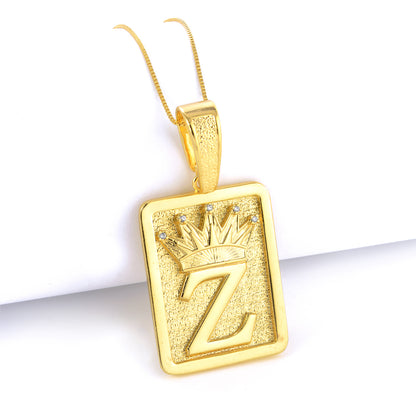 Pingente Plaquinha De Letra Cravejado 4x3cm Banhado A Ouro 18k