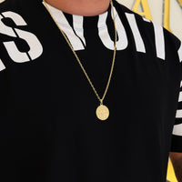 Colar Medalha De São Bento - Corrente e Pulseira Cadeado 2mm Banhado A Ouro 18k