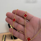 Corrente Elo Português 2mm Trevo Rubi Banhado A Ouro 18k
