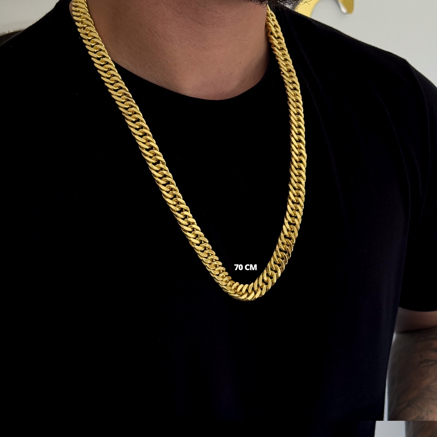 Corrente Lacraia 13mm 178gr Fecho Duplo Banhado A Ouro 18k