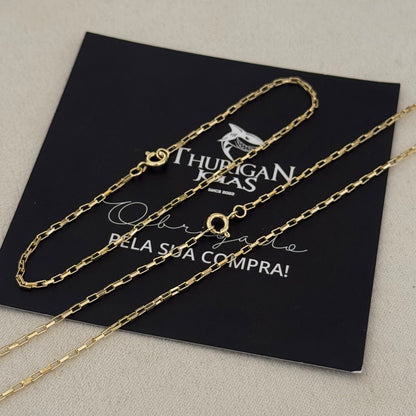 Kit Corrente e Pulseira Veneziana 1,5mm Fecho Boia Banhado A Ouro 18k