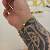 Kit Corrente e Pulseira Elo Português 1,5mm Fecho Lagosta Banhado A Ouro 18k