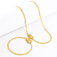 Kit Corrente e Pulseira Piastrine 4mm Fecho Duplo Banhado A Ouro 18k