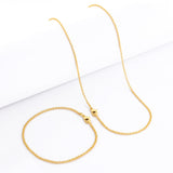 Kit Corrente e Pulseira Elo Português 1,5mm Fecho Lagosta Banhado A Ouro 18k