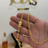 Corrente 3 Por 1 Fígaro 4mm 16gr Fecho Duplo Banhado A Ouro 18k