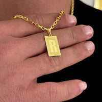 Colar Plaquinha De Letra - Corrente Veneziana Banhado A Ouro 18k