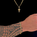 Colar Crucifixo Face De Cristo Cravejado P - Corrente e Pulseira Lacraia Banhado A Ouro 18k