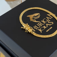 Kit Corrente e Pulseira Grumet Flat 4mm Fecho Duplo Banhado A Ouro 18k