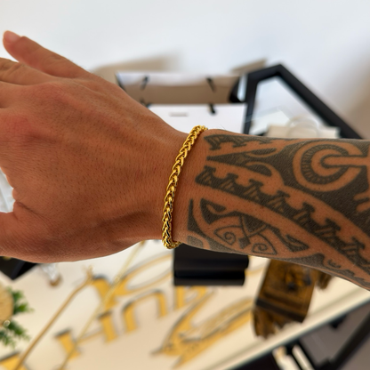 Pulseira Palmeira 5mm 16gr Fecho Bomba Banhado A Ouro 18k