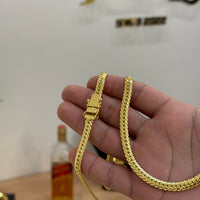 Corrente Grumet Flat Detalhada 6mm 50gr Fecho Duplo Banhado A Ouro 18k