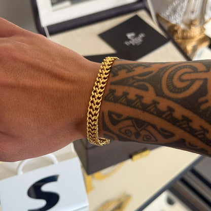 Pulseira Grumet Dupla 9mm 19gr Fecho Duplo Banhado A Ouro 18k