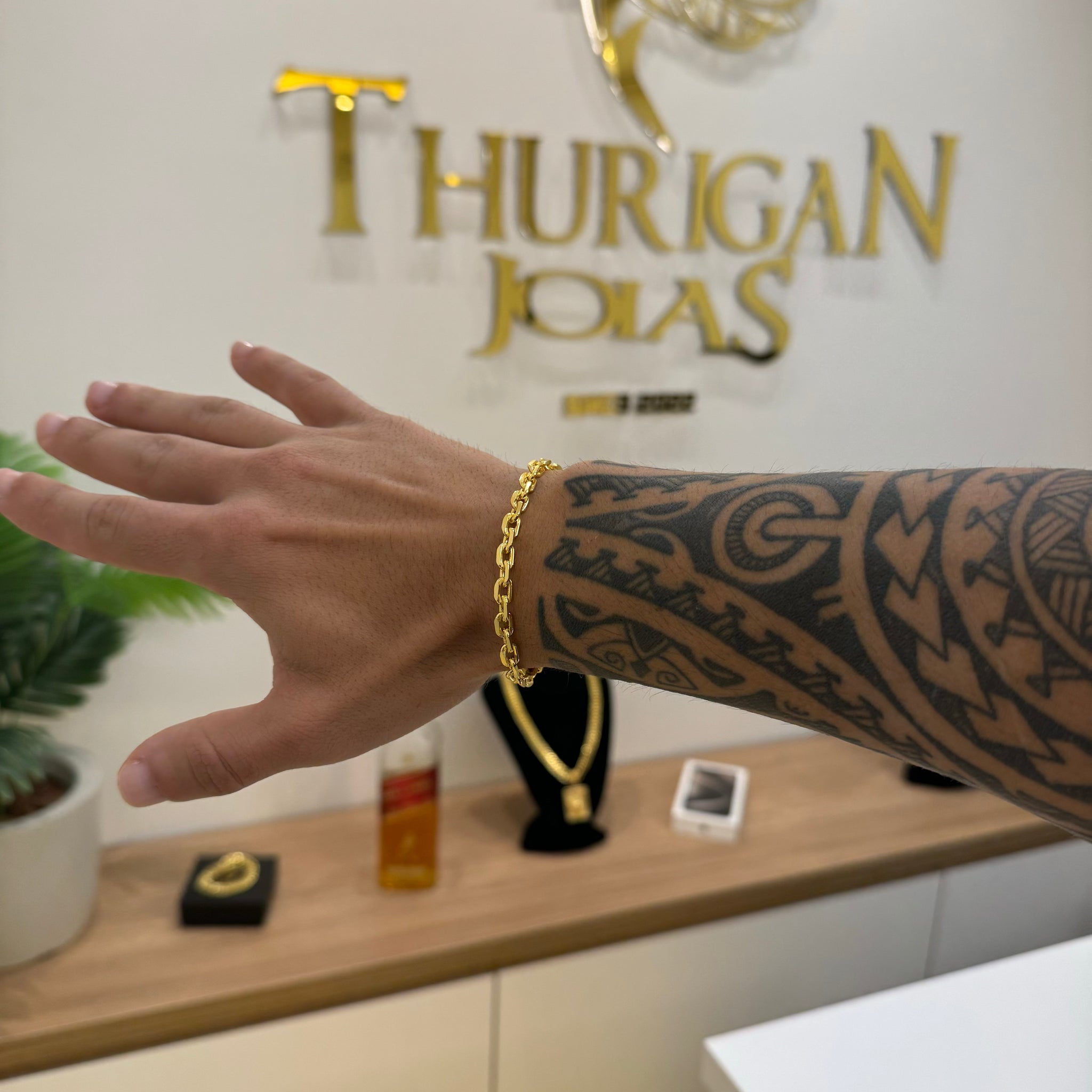 Pulseira Cadeado 5mm 14gr Fecho Duplo Banhado A Ouro 18k