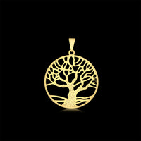 Pingente Medalha Árvore da Vida 3x3cm Banhado A Ouro 18k