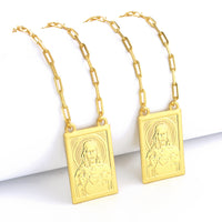 Escapulário Cadeado Alongado Sagrado Coração de Jesus 2mm 16gr 70cm Banhado A Ouro 18k