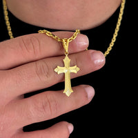 Colar Crucifixo Português - Corrente Cadeado Banhado A Ouro 18k
