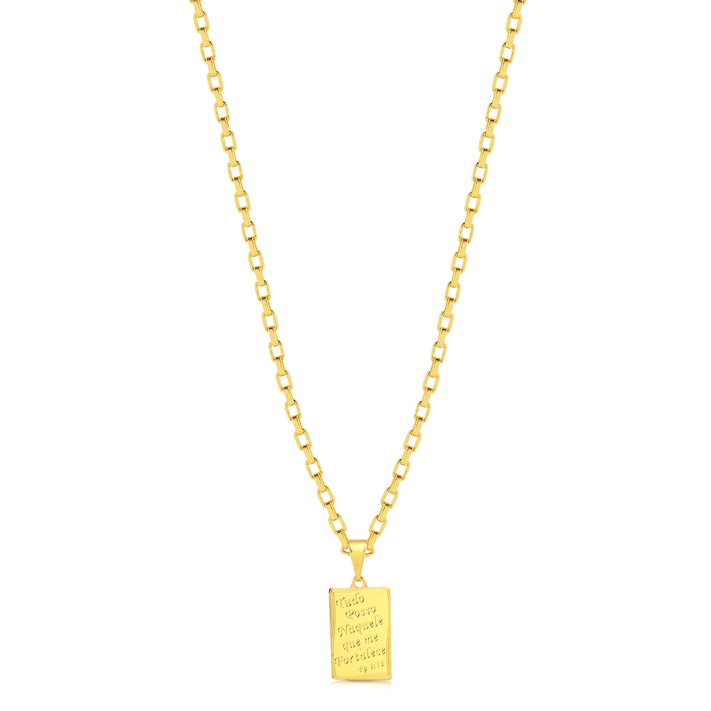 Colar Filipenses 4:13 - Corrente Veneziana Banhado A Ouro 18k