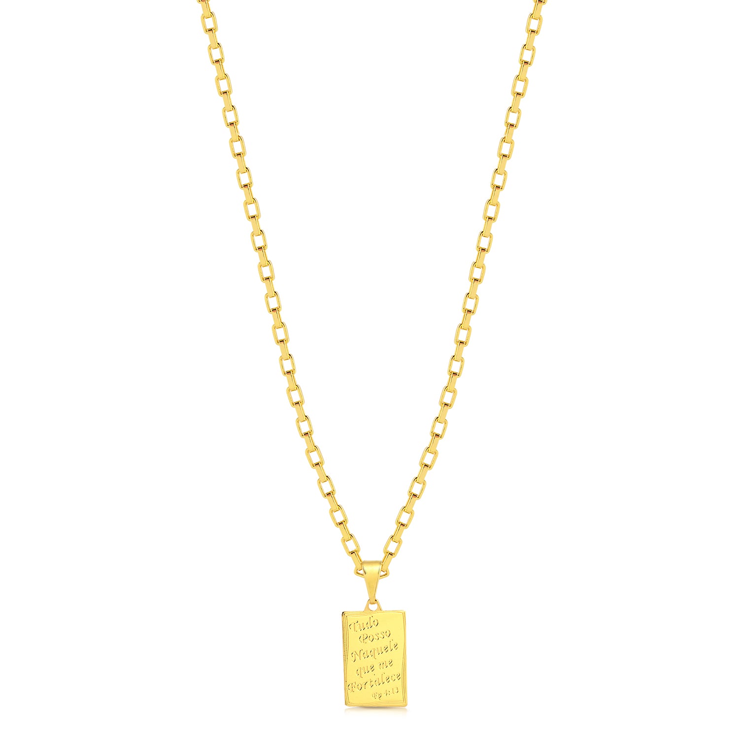 Colar Filipenses 4:13 - Corrente Veneziana Banhado A Ouro 18k