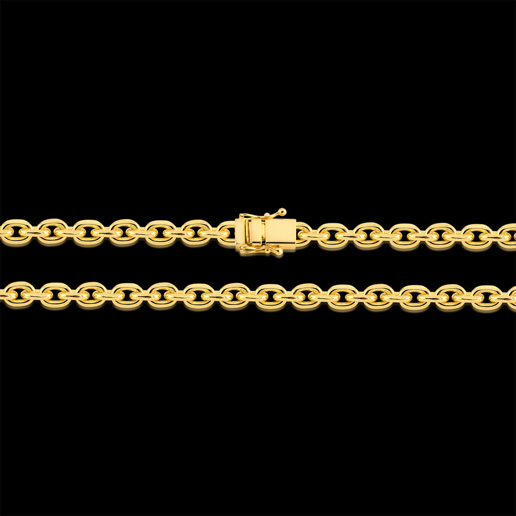 Kit Corrente e Pulseira Cadeado 8mm Fecho Duplo Banhado A Ouro 18k