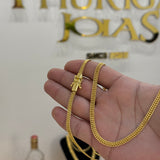 Corrente Grumet Dupla 5mm 15gr Fecho Duplo Banhado A Ouro 18k